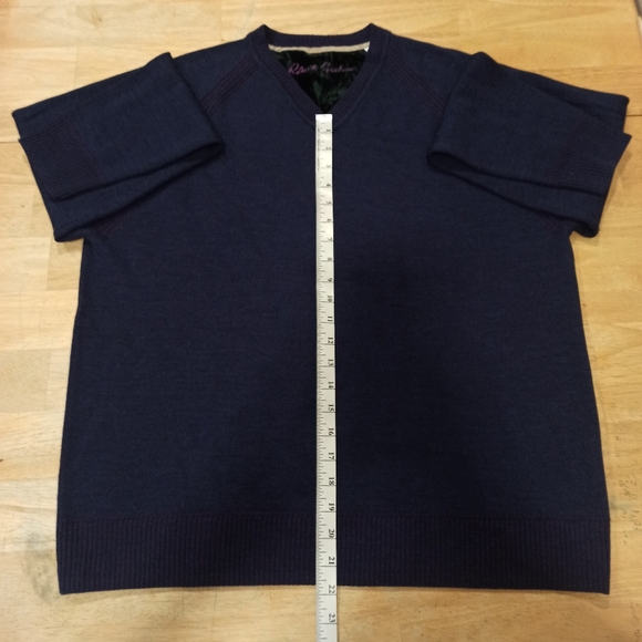 Robert Graham Cottage V-Neck Sweater Dark Navy Blue Wool Cashmere Men's - Picture 7 of 11